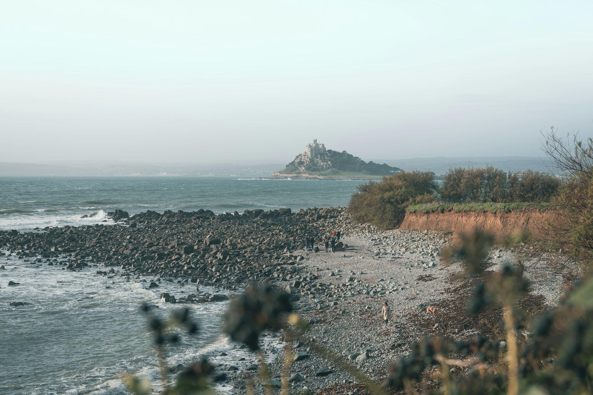 A beach in Marazion overlooking St Michael’s Mount