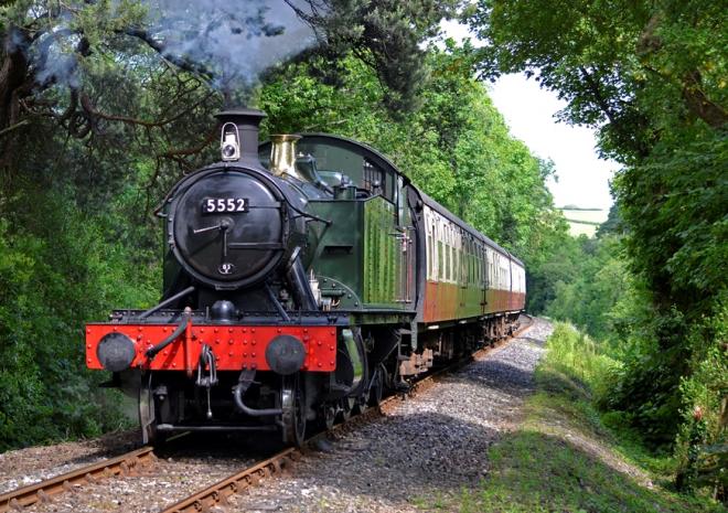 Steam train travelling through Cornwall