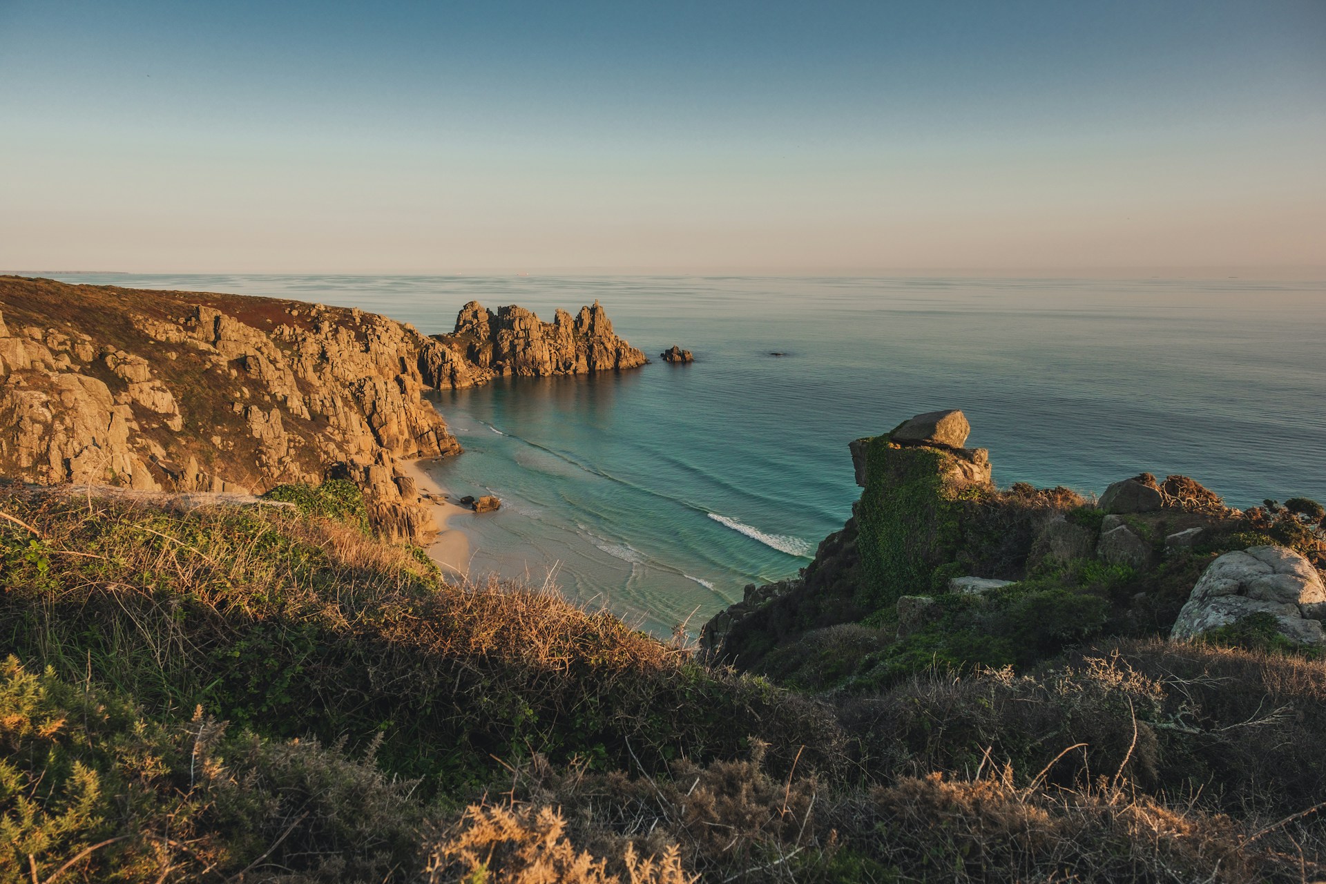 Sunset over the coast in Cornwall