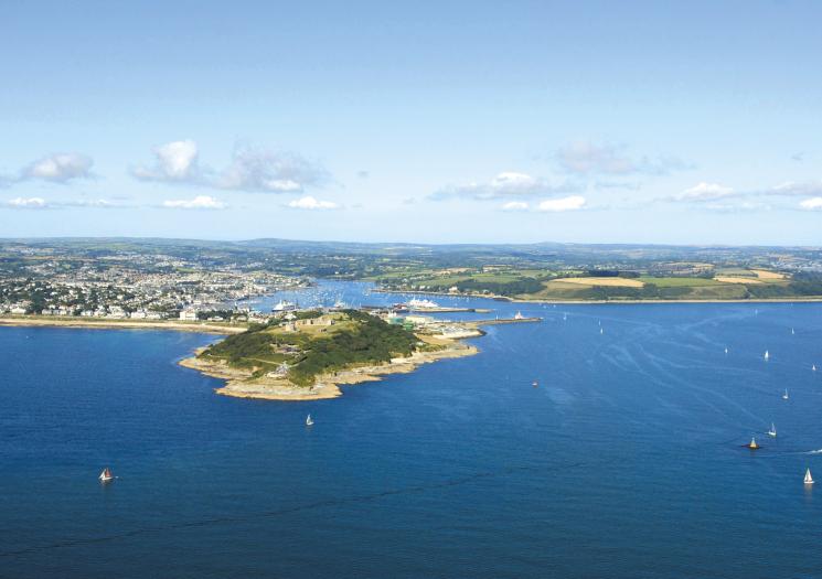 A panoramic view of Falmouth harbour