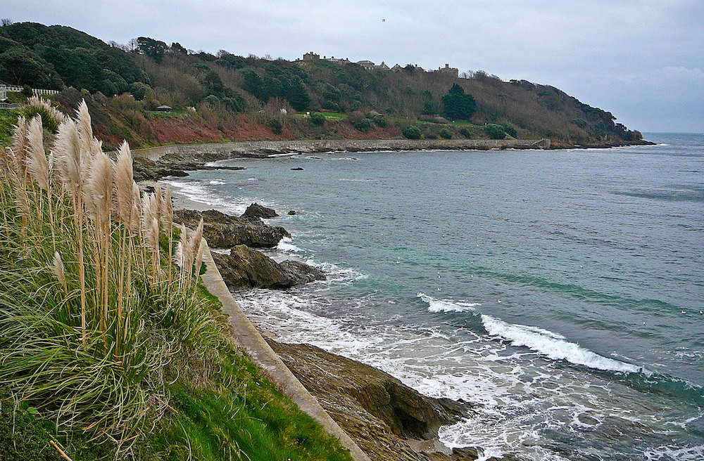 The coast of Pendennis Point in Falmouth, Cornwall 