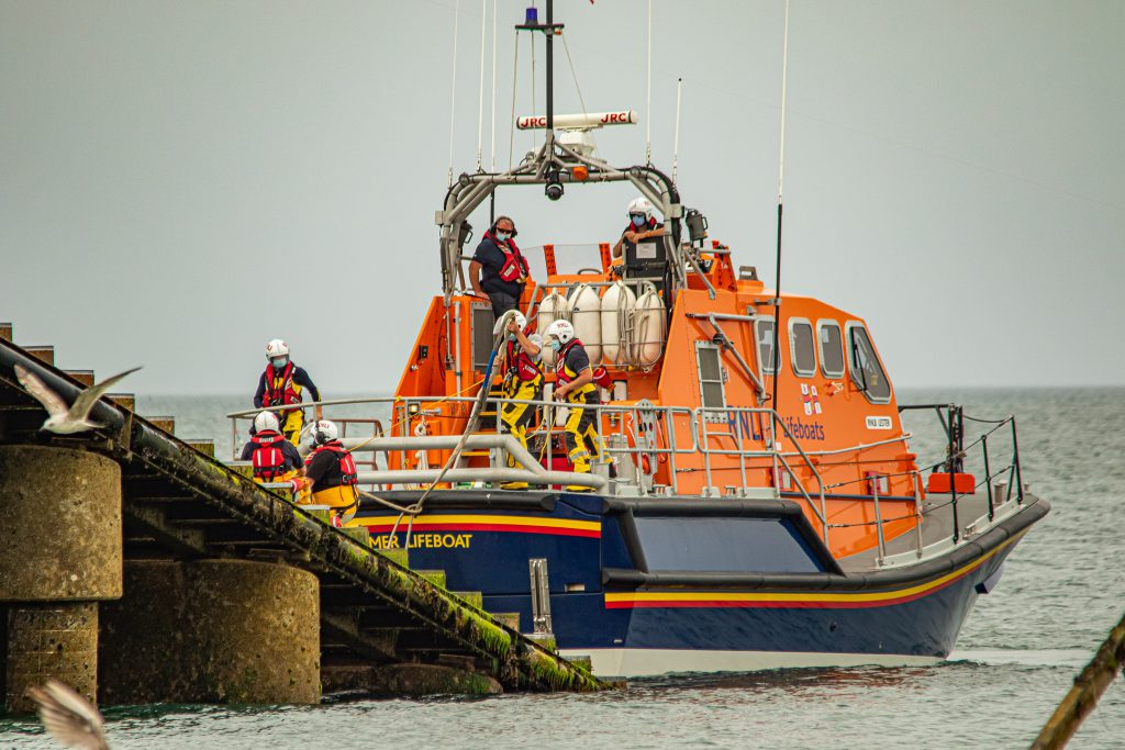 A lifeboat returning to its station
