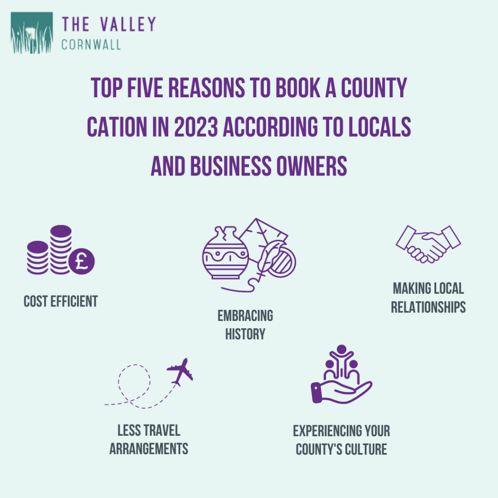 Graph showcasing the five reasons to book a countycation in 2023